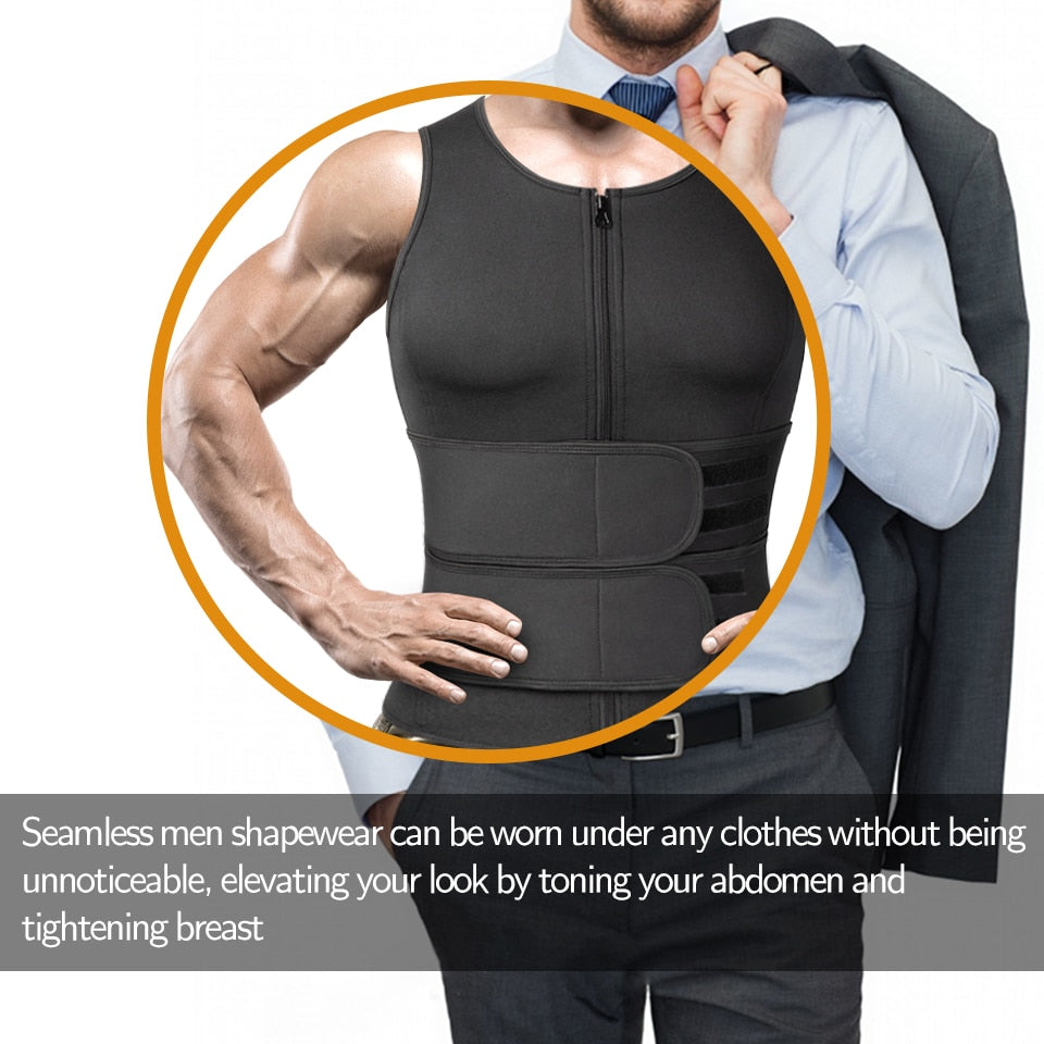 Men Body Shaper Waist Trainer Sauna Suit, Weight Loss Shirt Fat Burner Workout Shapewear