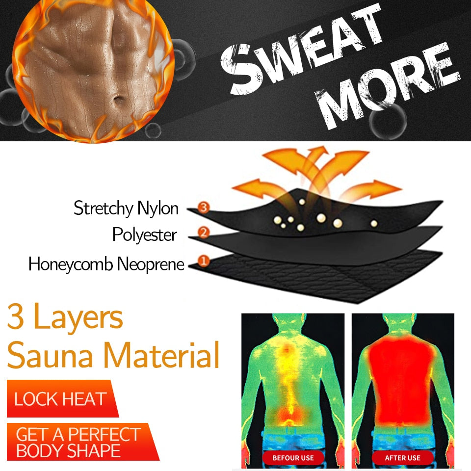 Men Body Shaper Waist Trainer Sauna Suit, Weight Loss Shirt Fat Burner Workout Shapewear