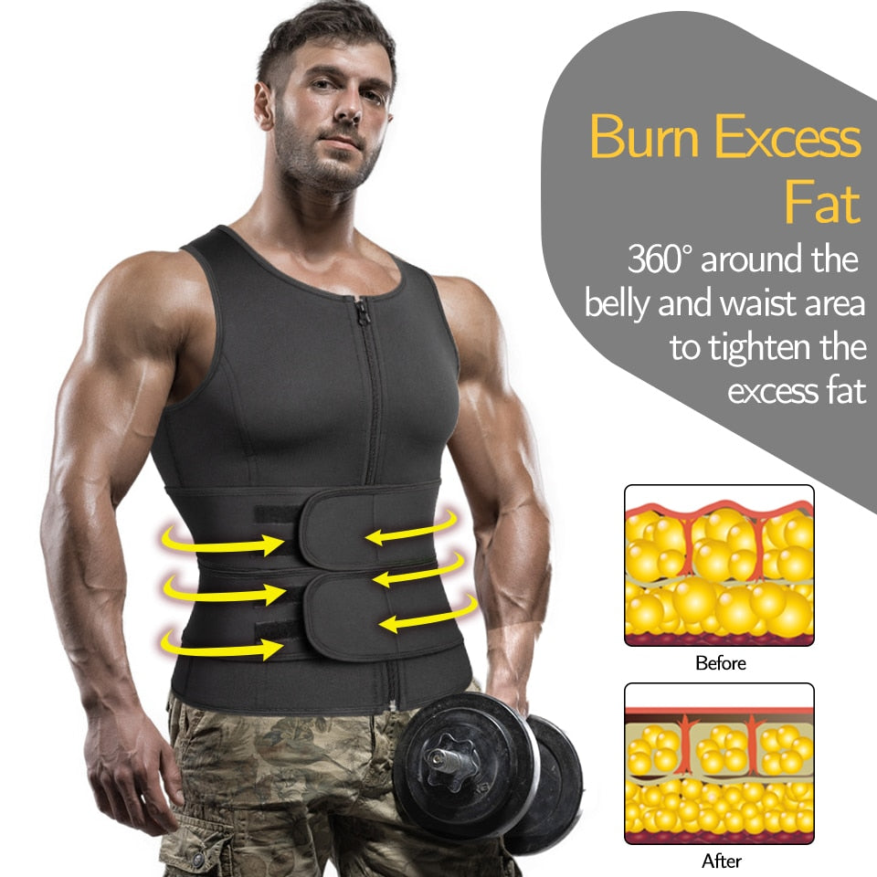 Men Body Shaper Waist Trainer Sauna Suit, Weight Loss Shirt Fat Burner Workout Shapewear