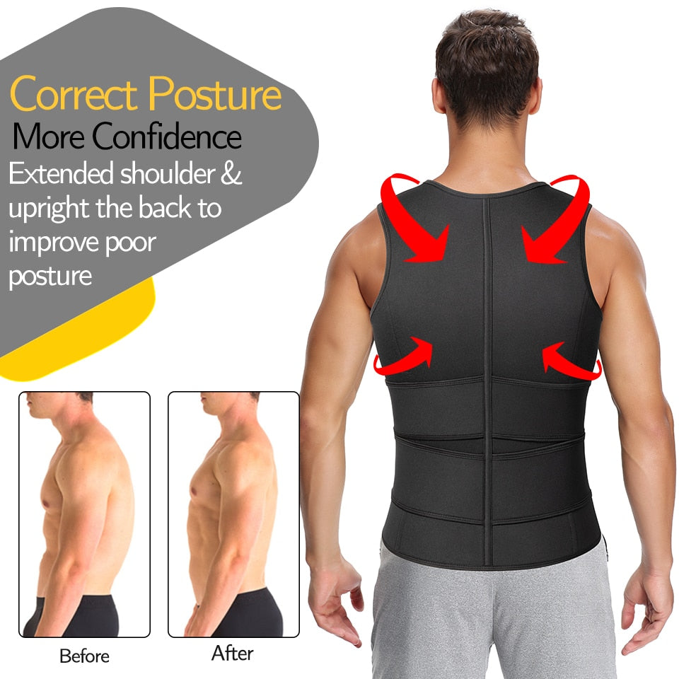 Men Body Shaper Waist Trainer Sauna Suit, Weight Loss Shirt Fat Burner Workout Shapewear