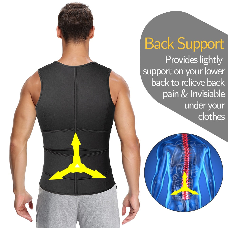 Men Body Shaper Waist Trainer Sauna Suit, Weight Loss Shirt Fat Burner Workout Shapewear