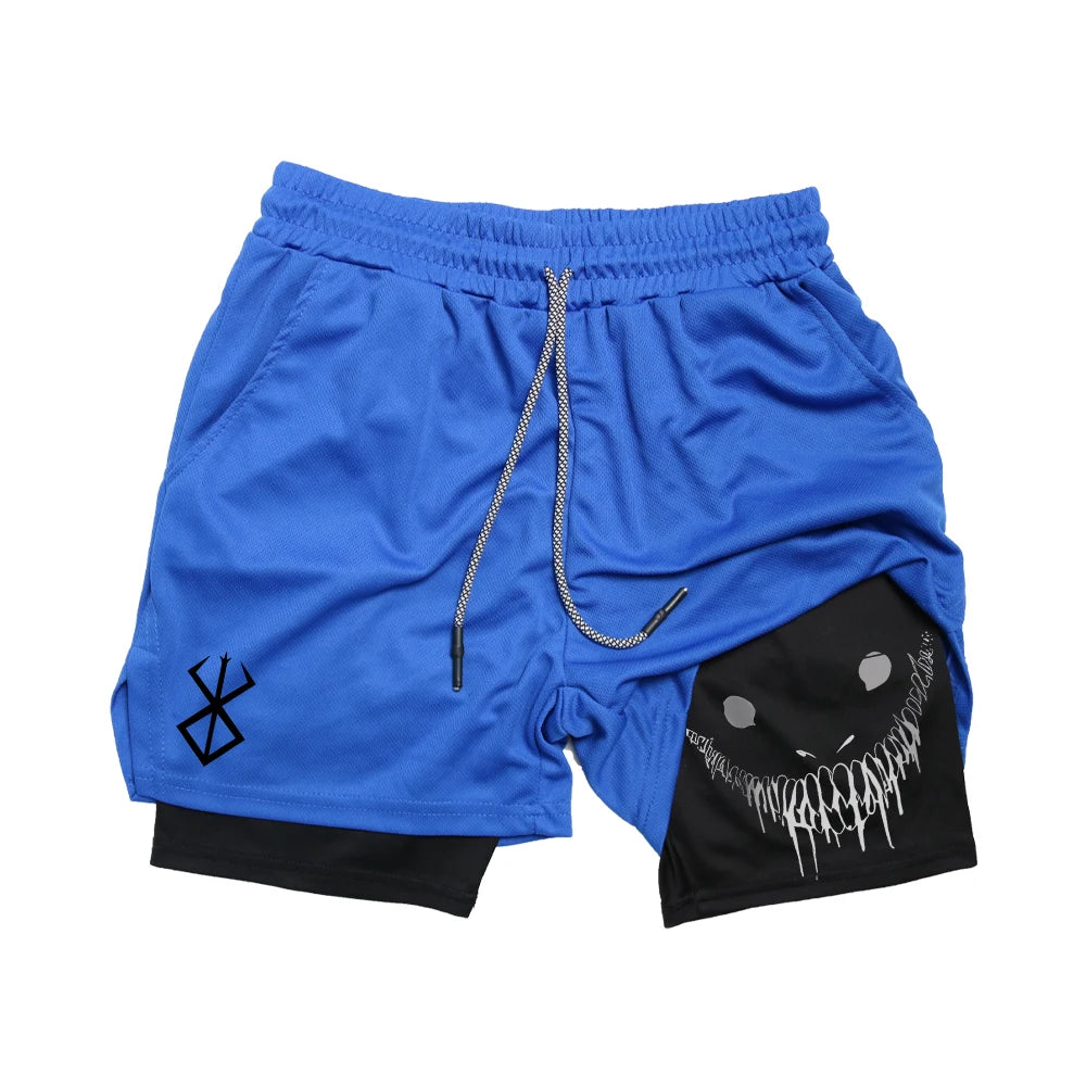 Unleash Your Inner Warrior: Anime-Inspired Berserk 2-in-1 Running Shorts for Intense Fitness Training and Summer Workouts