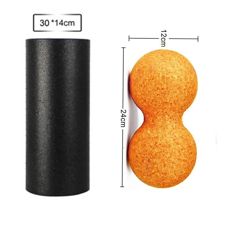 EPP Foam Roller + Massage Ball SET Fitness Mobility Ball Yoga Roller for Back/Neck/Foot Physical Therapy Pain Relief