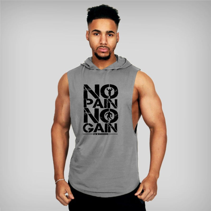 Cotton GYMS Sleeveless Bodybuilding Hooded Tank Top