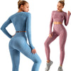 Seamless Yoga Set Sports 2 Piece Set Women Clothing Long Sleeve Gym Crop Top High Waist Leggings Workout Set Fitness Sportswear