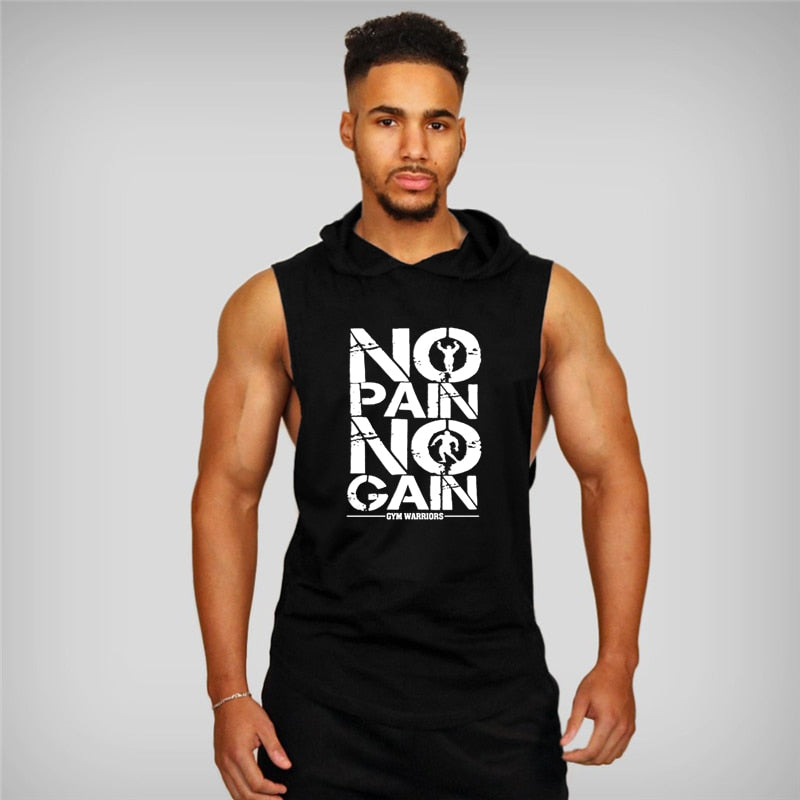 Cotton GYMS Sleeveless Bodybuilding Hooded Tank Top