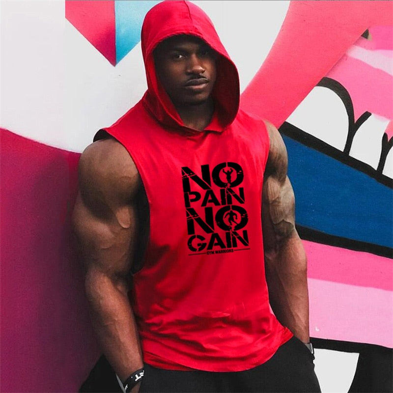 Cotton GYMS Sleeveless Bodybuilding Hooded Tank Top