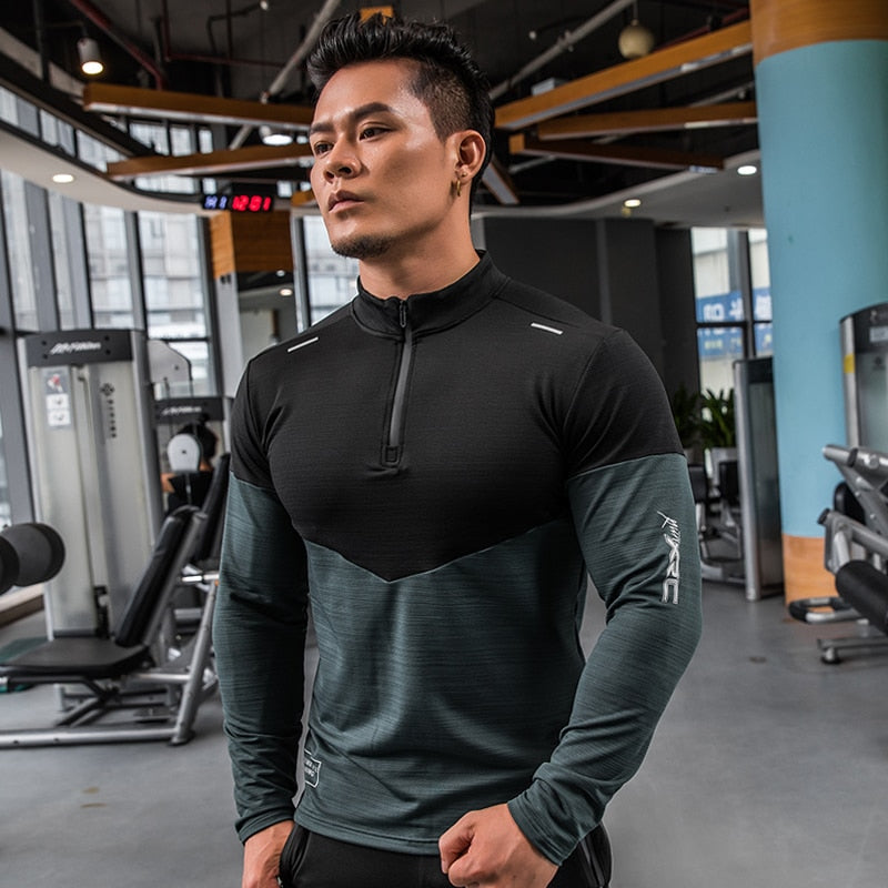 Mens Gym Compression Shirt Male Rashgard Fitness Long Sleeves Running Clothes Homme T Shirt Football Jersey Sportswear Dry Fit