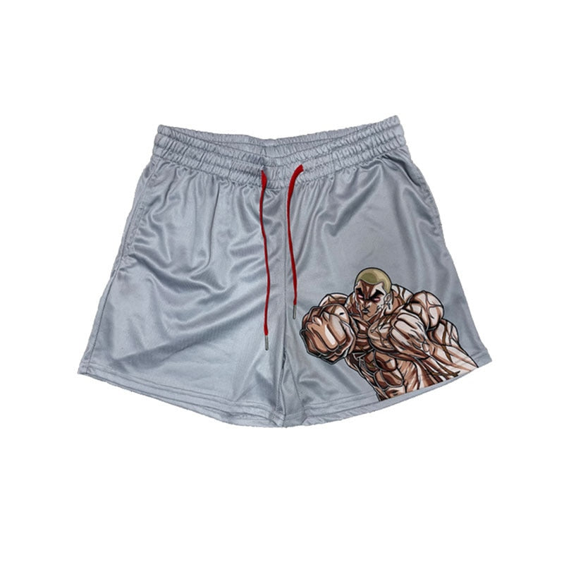 Men's Athletic Shorts for Running, Training, and Fitness Activities with an Anime-Inspired Design