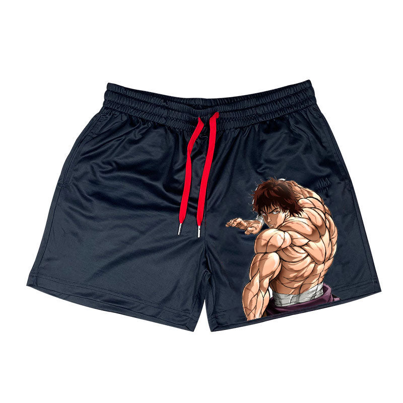 Men's Athletic Shorts for Running, Training, and Fitness Activities with an Anime-Inspired Design