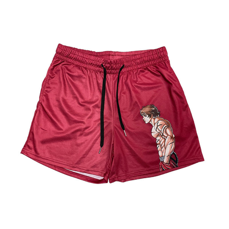 Men's Athletic Shorts for Running, Training, and Fitness Activities with an Anime-Inspired Design