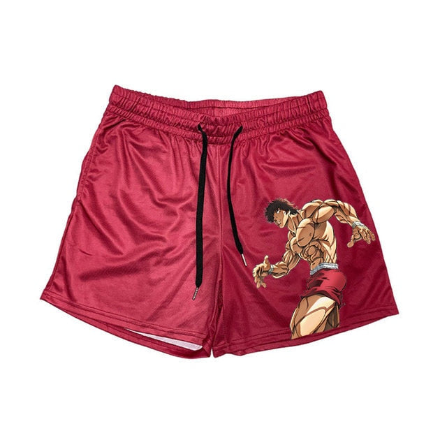 Men's Athletic Shorts for Running, Training, and Fitness Activities with an Anime-Inspired Design