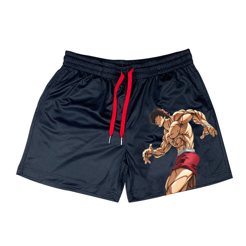 Men's Athletic Shorts for Running, Training, and Fitness Activities with an Anime-Inspired Design