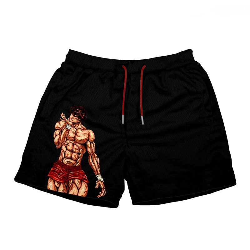 Men's Athletic Shorts for Running, Training, and Fitness Activities with an Anime-Inspired Design