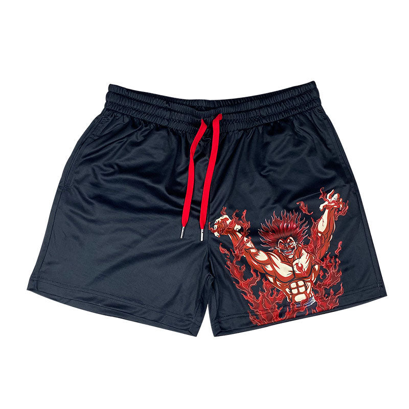 Men's Athletic Shorts for Running, Training, and Fitness Activities with an Anime-Inspired Design