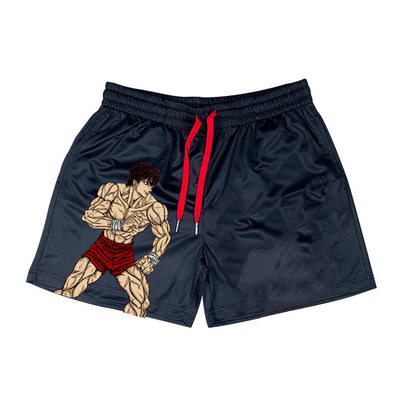 Men's Athletic Shorts for Running, Training, and Fitness Activities with an Anime-Inspired Design